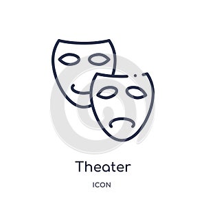 Linear theater icon from Education outline collection. Thin line theater vector isolated on white background. theater trendy photo