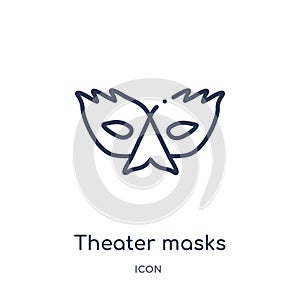 Linear theater masks icon from Brazilia outline collection. Thin line theater masks vector isolated on white background. theater