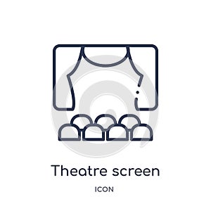 Linear theatre screen icon from Cinema outline collection. Thin line theatre screen vector isolated on white background. theatre photo