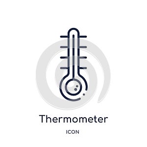 Linear thermometer fahrenheit and celsius icon from Measurement outline collection. Thin line thermometer fahrenheit and celsius