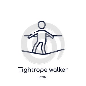 Linear tightrope walker icon from Circus outline collection. Thin line tightrope walker vector isolated on white background. photo