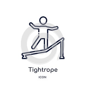 Linear tightrope walker man icon from Circus outline collection. Thin line tightrope walker man vector isolated on white photo