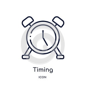 Linear timing icon from Human resources outline collection. Thin line timing icon isolated on white background. timing trendy
