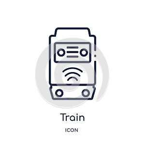 Linear train icon from Artificial intellegence and future technology outline collection. Thin line train vector isolated on white