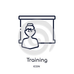 Linear training icon from Asian outline collection. Thin line training vector isolated on white background. training trendy