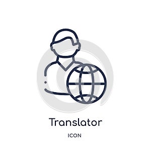 Linear translator icon from Customer service outline collection. Thin line translator vector isolated on white background.