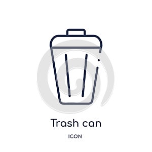 Linear trash can icon from American football outline collection. Thin line trash can vector isolated on white background. trash