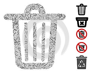 Linear Trash Can Icon Vector Collage
