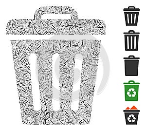 Linear Trash Can Icon Vector Mosaic