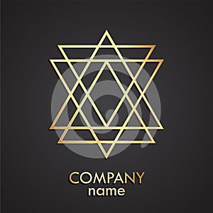 linear triangles symbol 3d gold logo