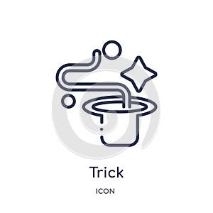 Linear trick icon from Magic outline collection. Thin line trick icon isolated on white background. trick trendy illustration
