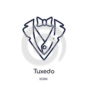 Linear tuxedo icon from Luxury outline collection. Thin line tuxedo icon isolated on white background. tuxedo trendy illustration