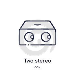 Linear two stereo speakers icon from Hardware outline collection. Thin line two stereo speakers icon isolated on white background