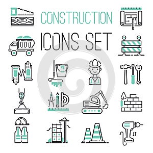 Linear under construction icons set universal web and mobile basic ui elements vector illustration.