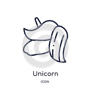 Linear unicorn icon from Education outline collection. Thin line unicorn vector isolated on white background. unicorn trendy