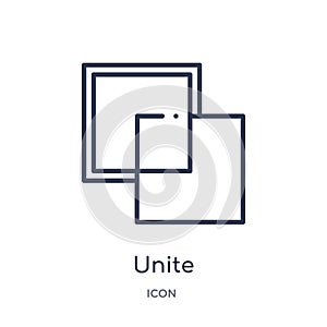 Linear unite icon from Geometric figure outline collection. Thin line unite icon isolated on white background. unite trendy