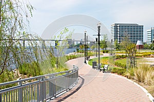 Linear urban park path