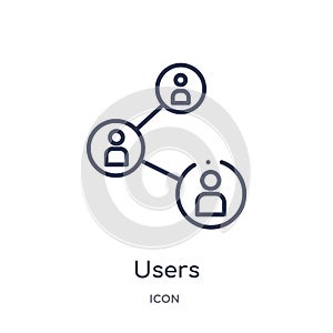 Linear users interconnected icon from Business and analytics outline collection. Thin line users interconnected vector isolated on