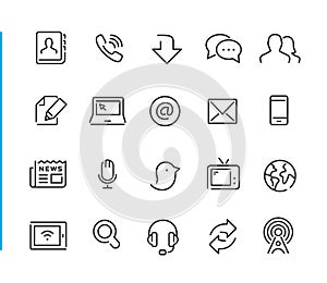 Communications Icons // Blue Line