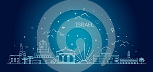 Linear vector icon for Israel