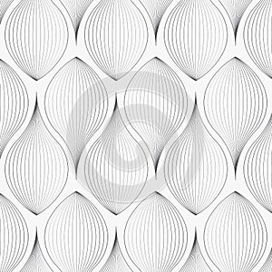 Linear vector pattern, repeating linear abstract leaves on garland