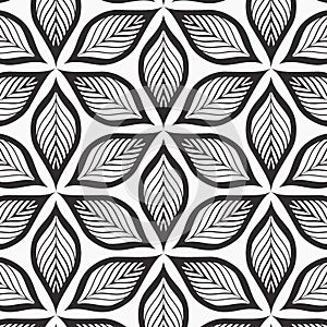 Linear vector pattern, repeating abstract leaves, gray line of leaf or flower, floral. graphic clean design for fabric, event,