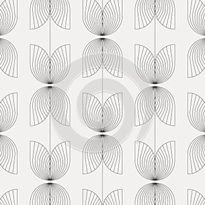 linear vector pattern, repeating abstract leaves, gray line of leaf or flower, floral. graphic clean design for fabric, event,