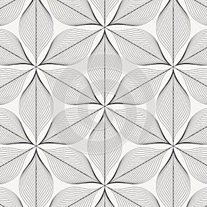 Linear vector pattern, repeating abstract leaves, gray line of leaf or flower, floral. graphic clean design for fabric, event