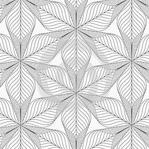 Linear vector pattern repeating abstract linear flower or flora circling on hexagon shape