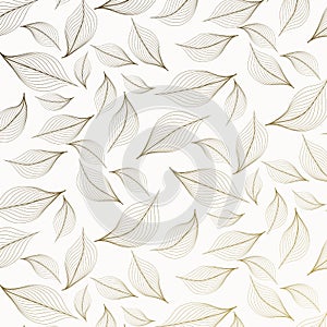 Linear vector pattern, repeating abstract skeleton leaves falling, monochrome stylish. pattern is clean for fabric, wallpaper,