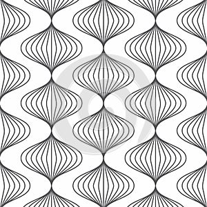 Linear vector pattern, repeating linear abstract leaves on garland.