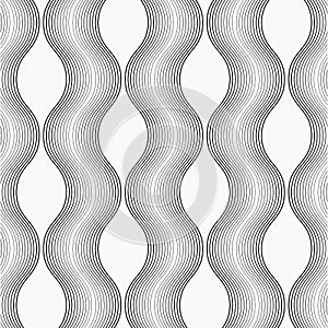 Linear vector pattern repeating thick and thin line curve and wave.
