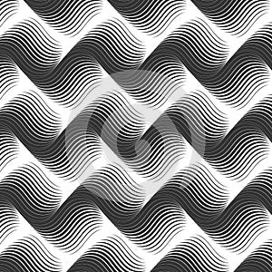 Linear vector pattern, repeating wavy line on horizon, monochrome stylish. pattern is clean for fabric, wallpaper, printing.