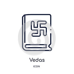 Linear vedas icon from India outline collection. Thin line vedas icon isolated on white background. vedas trendy illustration