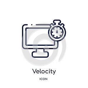 Linear velocity icon from Artifical intelligence outline collection. Thin line velocity vector isolated on white background.