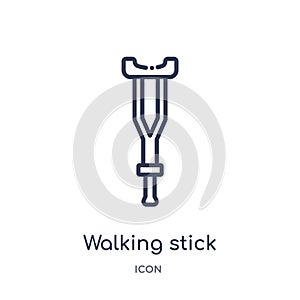 Linear walking stick icon from Medical outline collection. Thin line walking stick icon isolated on white background. walking