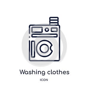 Linear washing clothes icon from Cleaning outline collection. Thin line washing clothes vector isolated on white background.