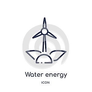 Linear water energy icon from Ecology outline collection. Thin line water energy vector isolated on white background. water energy