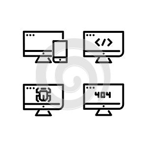 Linear web and development icons design isolated on white backgroumd