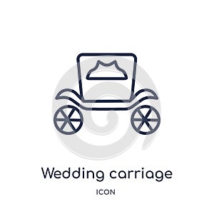 Linear wedding carriage icon from Birthday party outline collection. Thin line wedding carriage vector isolated on white