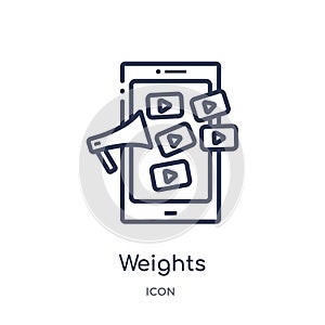 Linear weights icon from Blogger and influencer outline collection. Thin line weights vector isolated on white background. weights photo