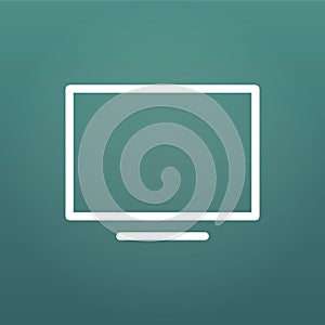 Linear White Computer monitor icon. Vector illustration isolated on modern background.