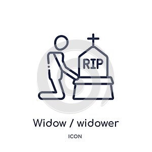 Linear widow / widower icon from Family relations outline collection. Thin line widow / widower vector isolated on white