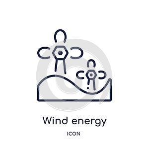 Linear wind energy icon from Ecology outline collection. Thin line wind energy vector isolated on white background. wind energy