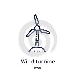 Linear wind turbine icon from Ecology outline collection. Thin line wind turbine vector isolated on white background. wind turbine