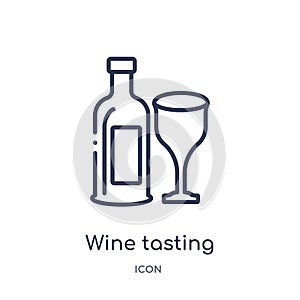 Linear wine tasting icon from Alcohol outline collection. Thin line wine tasting vector isolated on white background. wine tasting photo