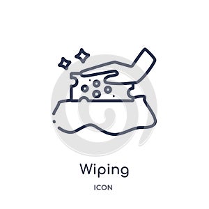 Linear wiping icon from Cleaning outline collection. Thin line wiping vector isolated on white background. wiping trendy
