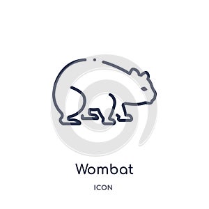 Linear wombat icon from Animals and wildlife outline collection. Thin line wombat vector isolated on white background. wombat photo