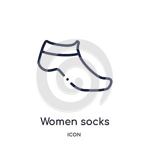 Linear women socks icon from Clothes outline collection. Thin line women socks vector isolated on white background. women socks