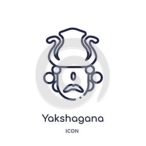 Linear yakshagana icon from India outline collection. Thin line yakshagana icon isolated on white background. yakshagana trendy photo